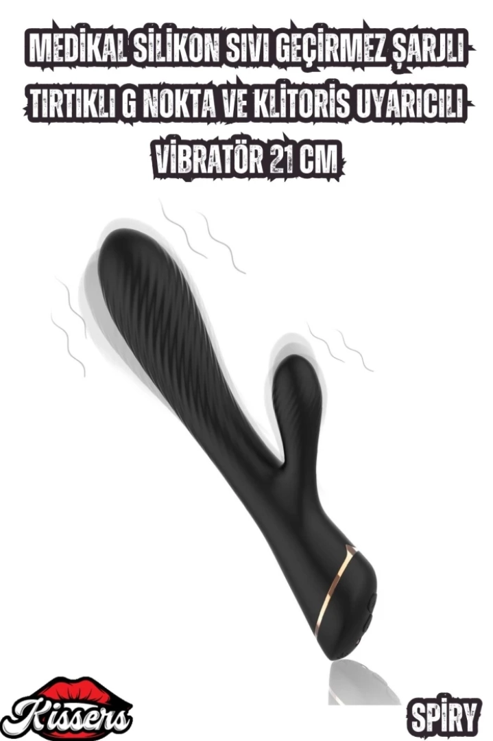#6944 - 21 Cm Silikon Sıvı Geçirmez Vibratör G Nokta ve Klitoris Uyarıcılı