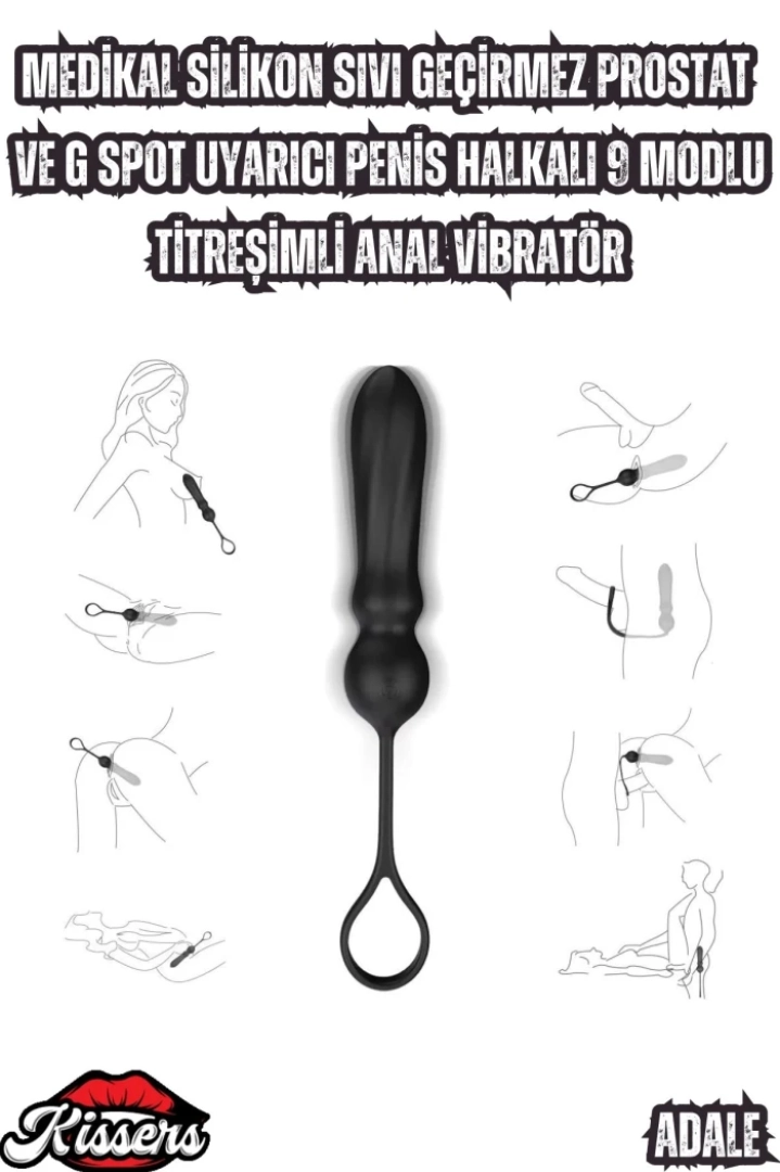 #6951 - Medikal Silikon Prostat ve G Spot Uyarıcı Penis Halkalı 9 Modlu