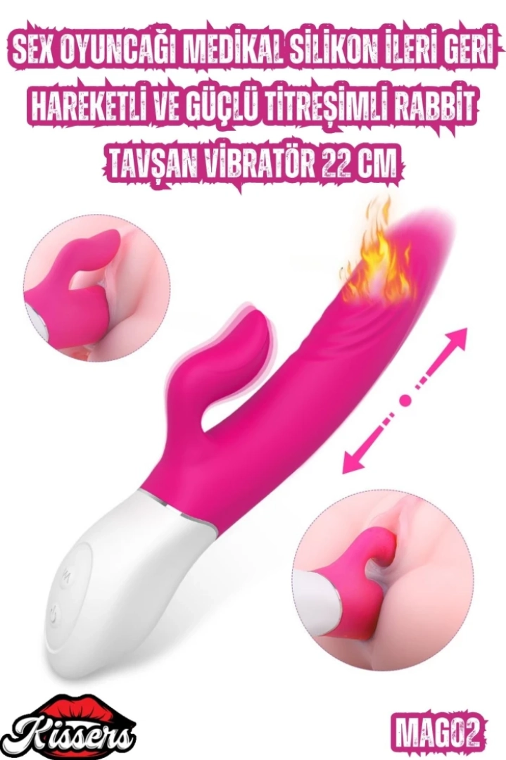 #6966 - Medikal Silikon Titreşimli Rabbit Tavşan Vibratör 22 Cm