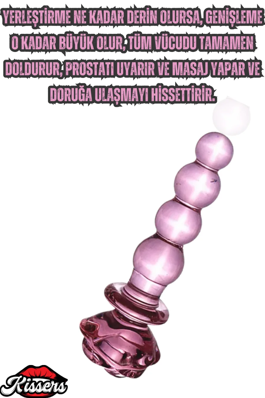 #1761 - 14 Cm Şeffaf Kaliteli Cam Anal Plug - Gül Detaylı Boğumlu Alıştırıcı Tıkaç