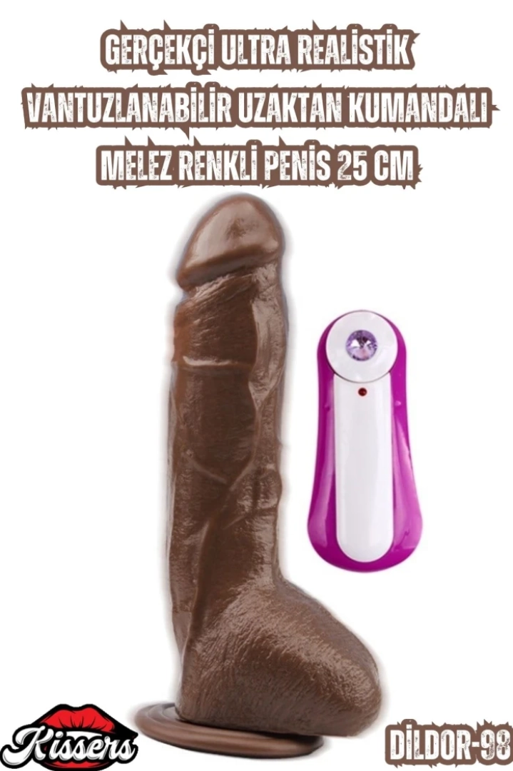 #6987 - Ultra Gerçekçi 25 Cm Vantuzlu Uzaktan Kumandalı Penis - Melez Renkli