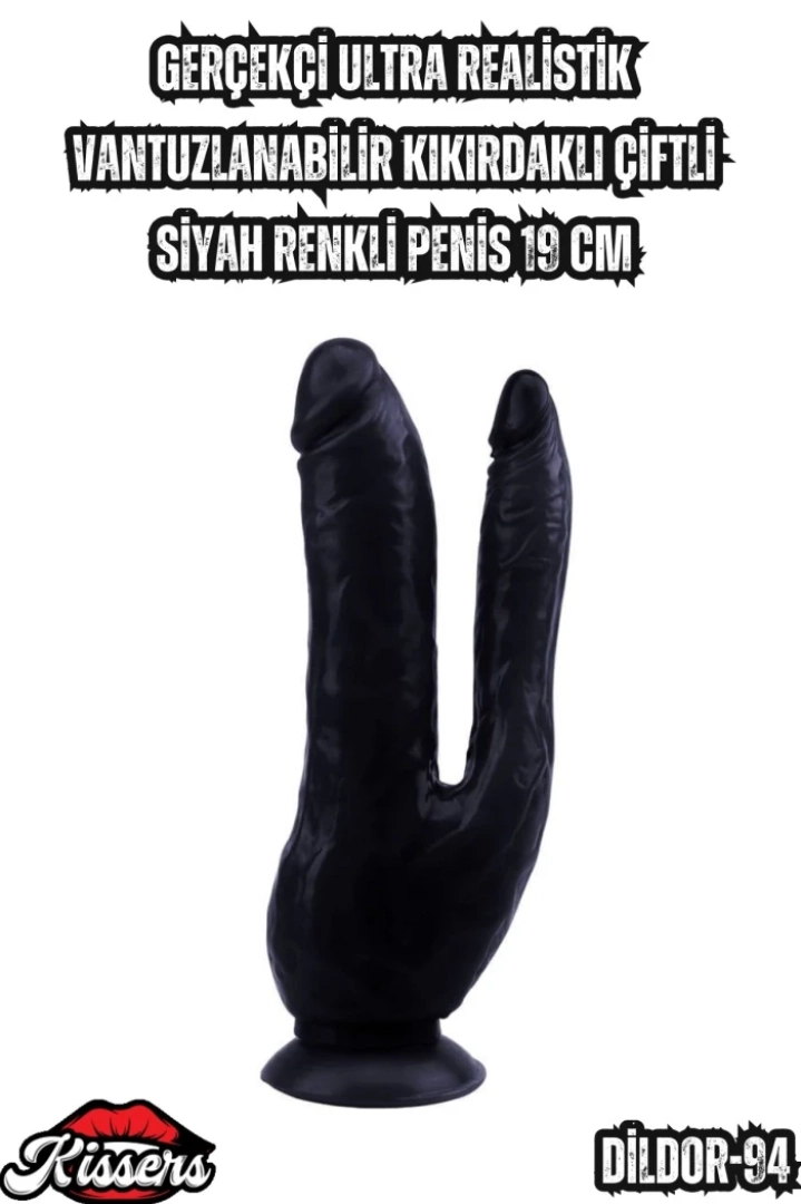 #6991 - Gerçekçi Ultra Realistik Vantuzlanabilir Siyah Penis 19 Cm