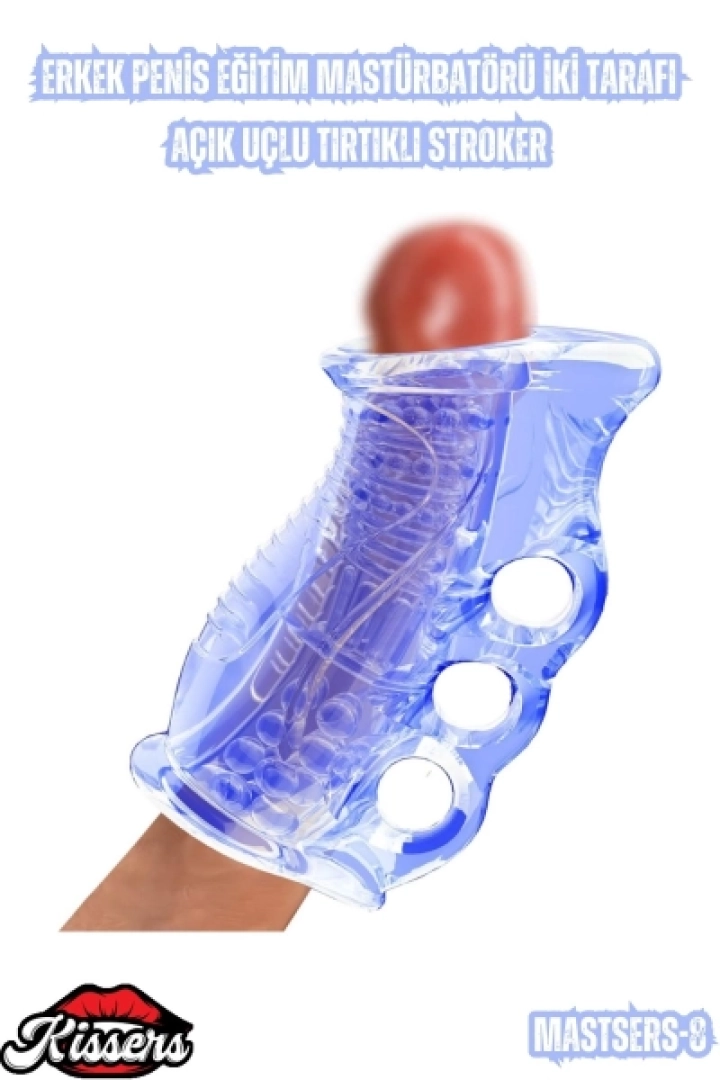 #6682 - &quot;Erkek Penis Eğitim Mastürbatörü İki Tarafı Açık Uçlu Tırtıklı Stroker&quot;