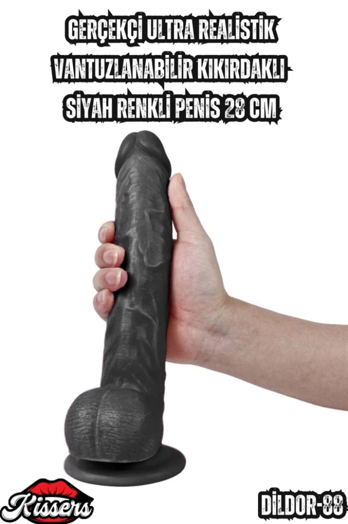 #7007 - Ultra Realistik Siyah Penis 28 Cm