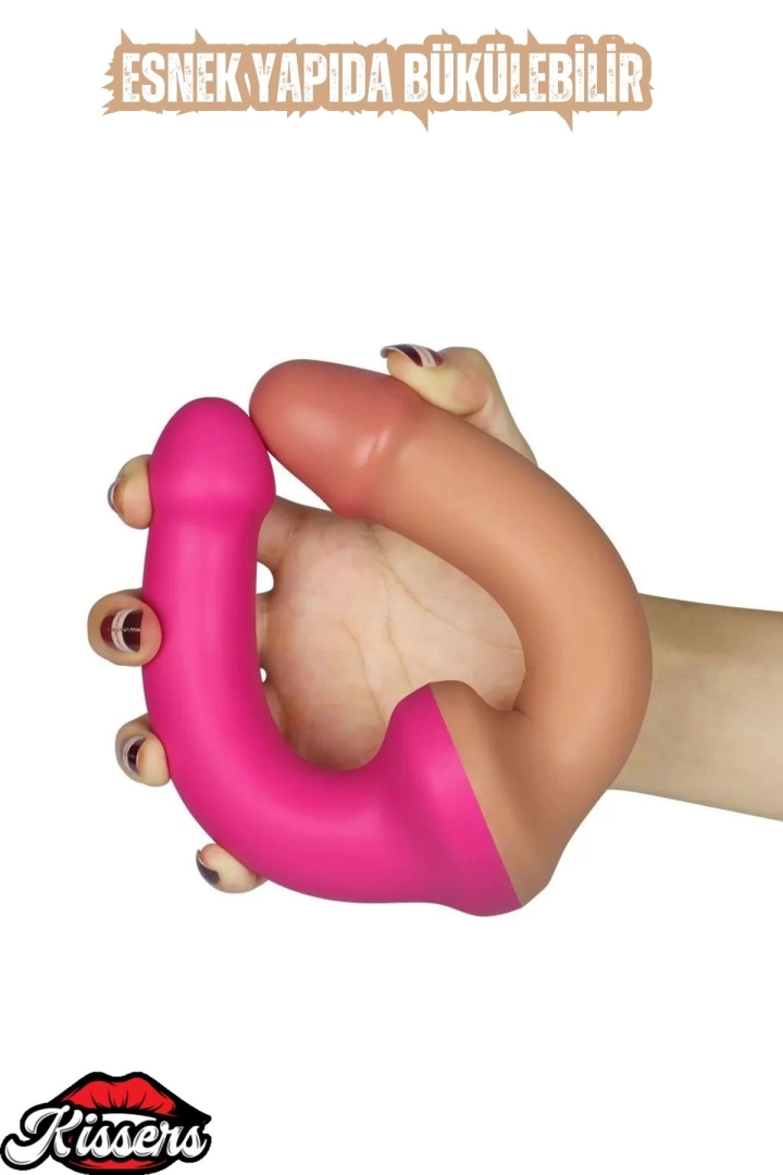 #6633 - Ultra Yumuşak Esnek Çift Taraflı Realistik Dildo 32 CM Pembe