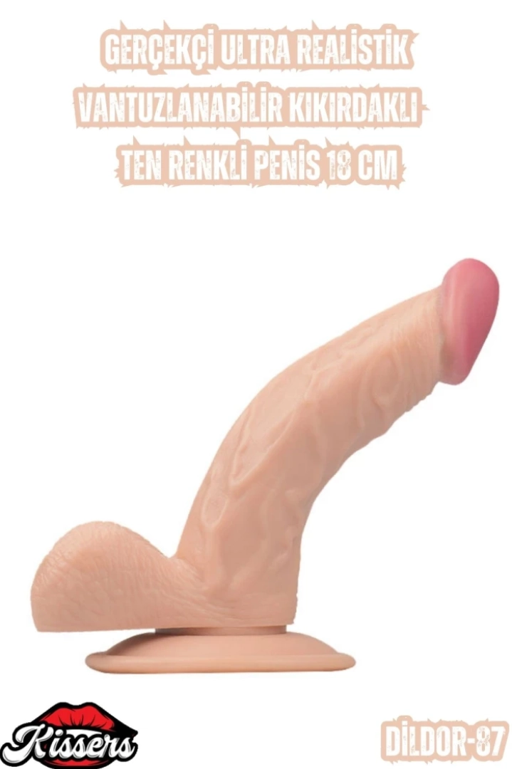 #7008 - Gerçekçi Ultra Realistik Vantuzlanabilir Kıkırdaklı Penis 18 Cm