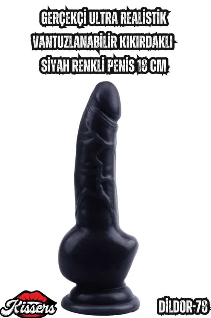 #7017 - Siyah Renkli Ultra Gerçekçi Vantuzlu Penis 18 Cm