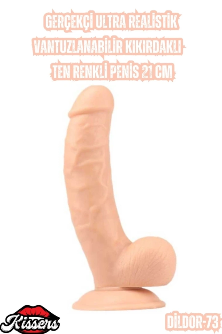 #7021 - Gerçekçi Ultra Realistik Vantuzlanabilir Kıkırdaklı Penis 21 Cm