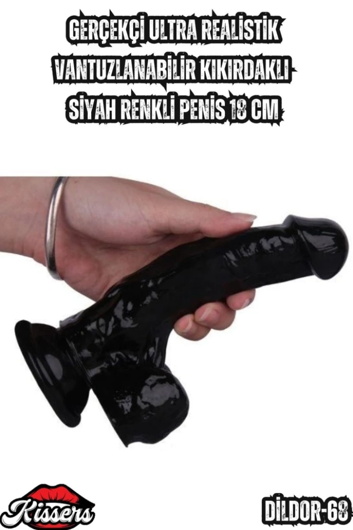 #7026 - Ultra Realistik Siyah Renkli Penis 18 Cm