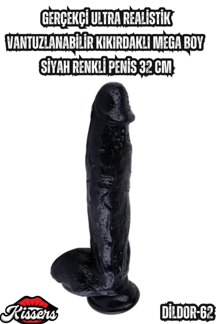 #7032 - Siyah Renkli Ultra Realistik Penis 32 Cm