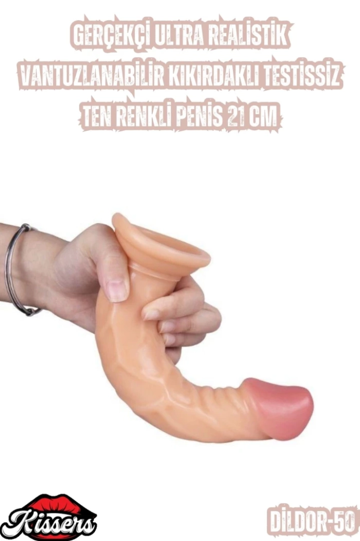 #7044 - Ultra Gerçekçi Vantuzlu Penis Testissiz Ten Rengi Penis 21 Cm