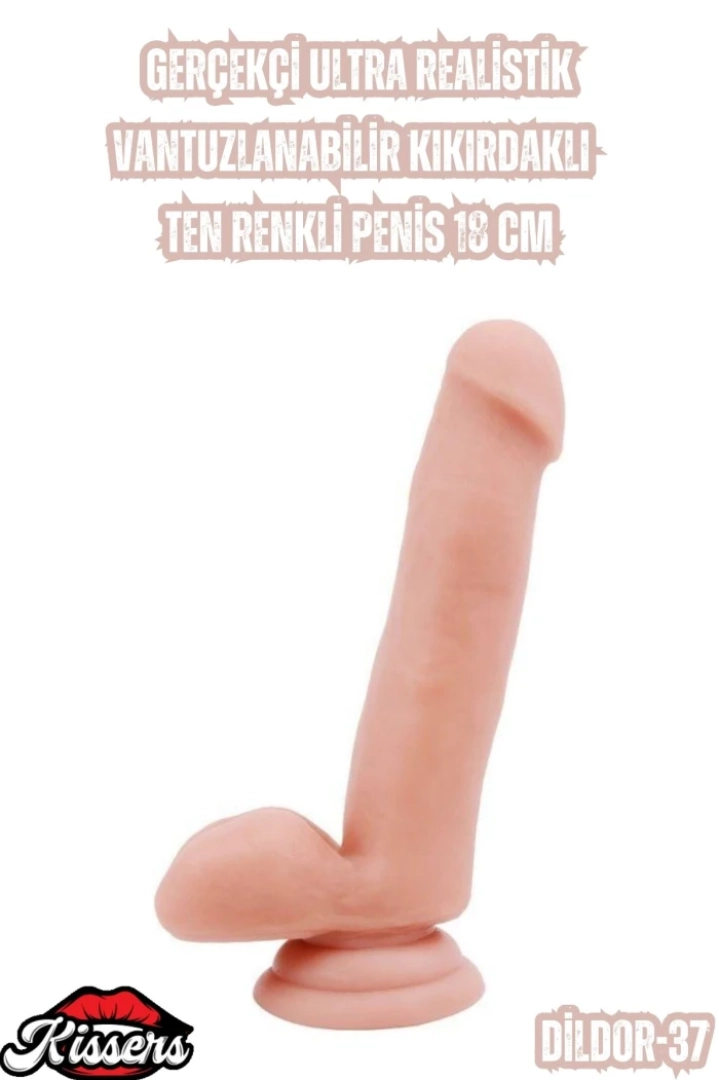 #7057 - Ultra Realistik Vantuzlu Ten Renkli Penis 18 Cm
