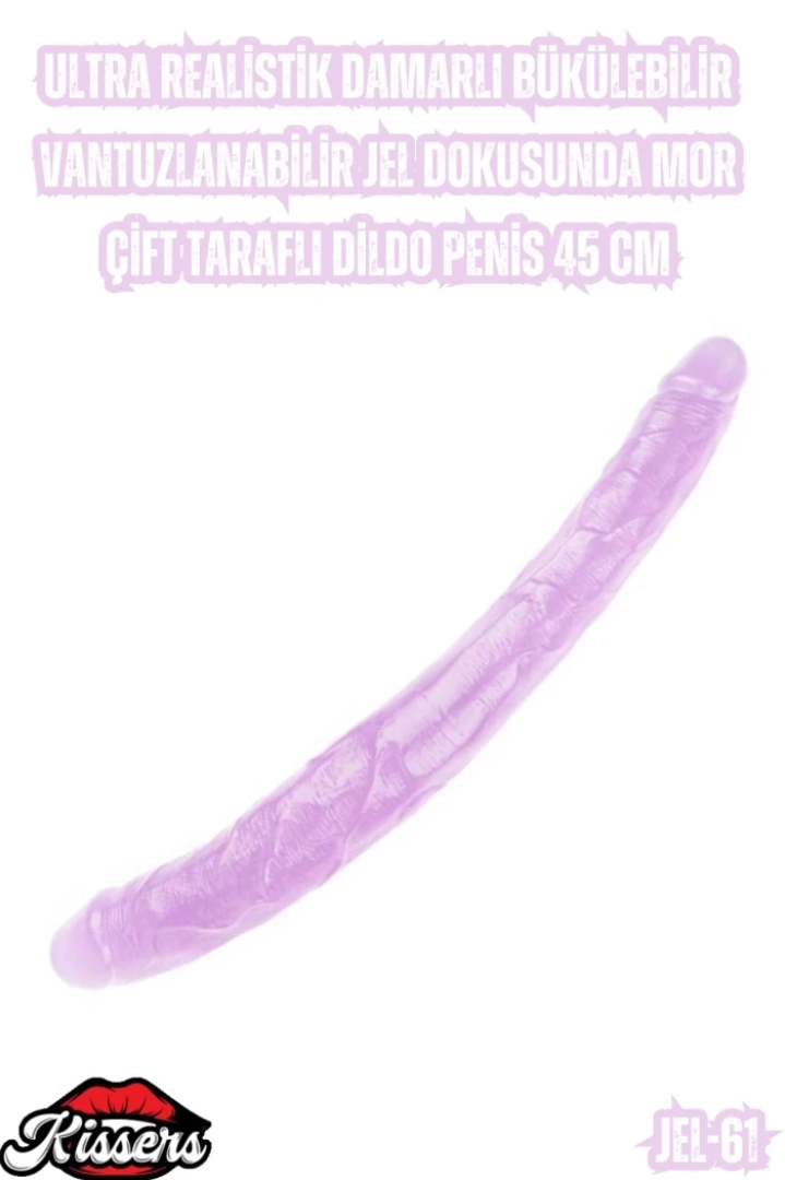 #7098 - Ultra Realistik Mor Dildo Damarlı Bükülebilir Vantuzlanabilir 45 Cm