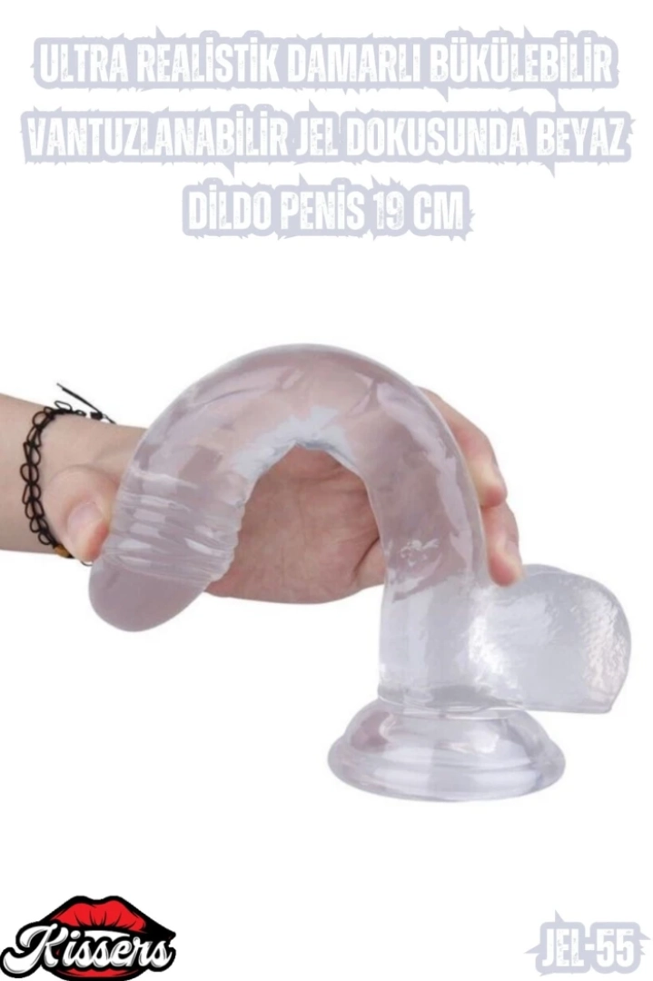 #7104 - Ultra Realistik Damarlı Beyaz Dildo Penis Esnek ve Vantuzlu 19 Cm