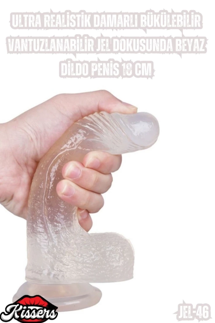 #7113 - Ultra Realistik Damarlı Bükülebilir Vantuzlanabilir Dildo Penis 18 Cm