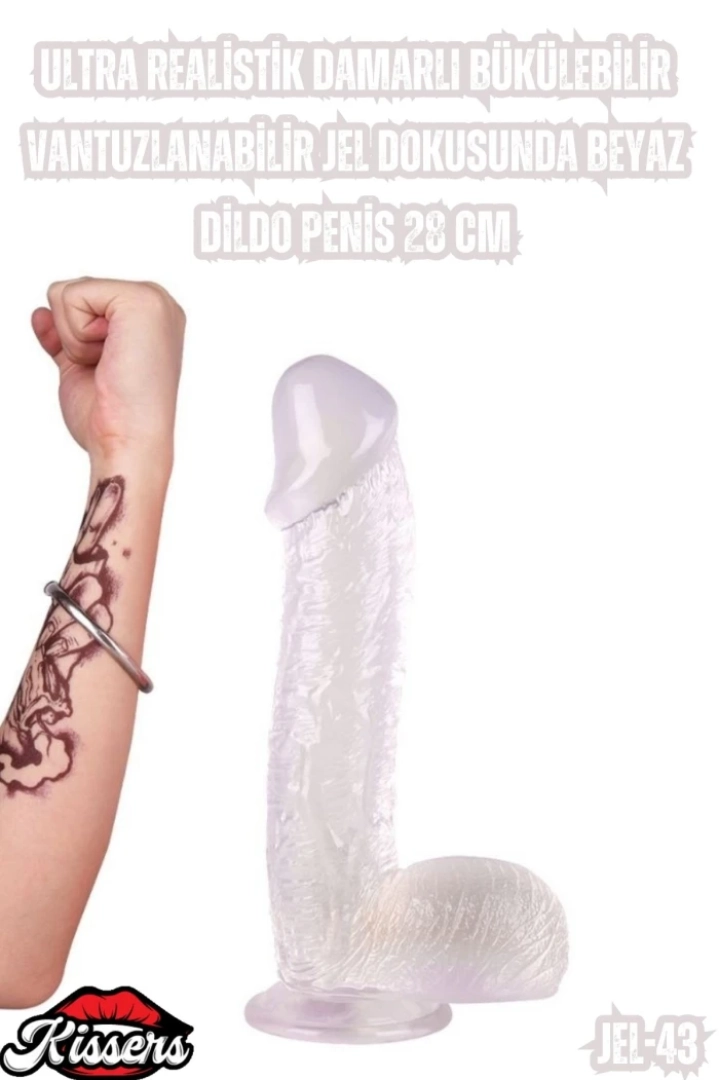 #7116 - Ultra Realistik Damarlı Bükülebilir Vantuzlanabilir Dildo Penis 28 Cm