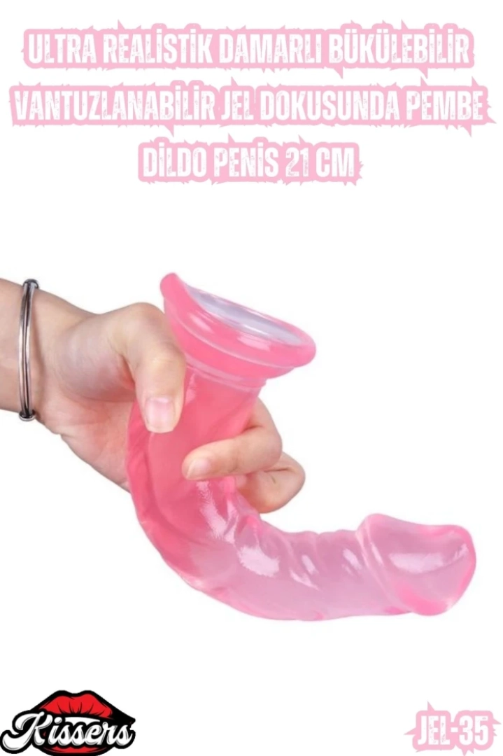 #7124 - Ultra Realistik Damarlı Bükülebilir Vantuzlanabilir Dildo Penis 21 Cm