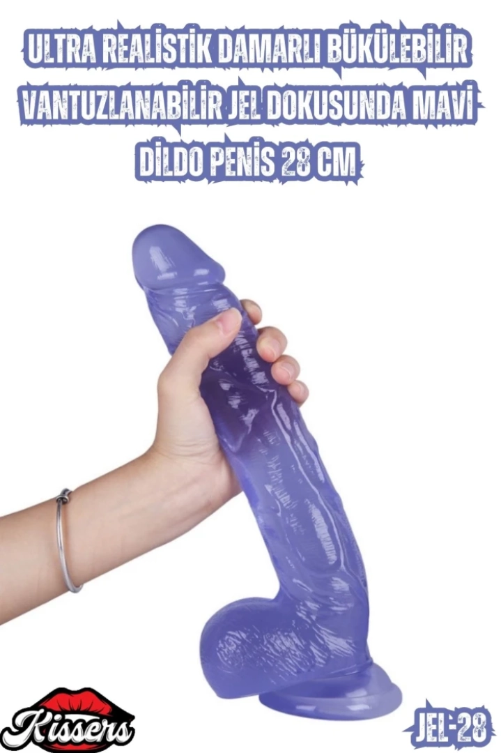 #7131 - Ultra Realistik Mavi Dildo Penis 28 Cm