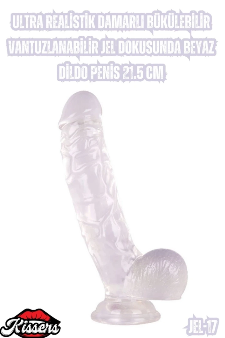 #7142 - Ultra Realistik Damarlı Beyaz Dildo Penis 21.5 cm - Esnek ve Vantuzlu