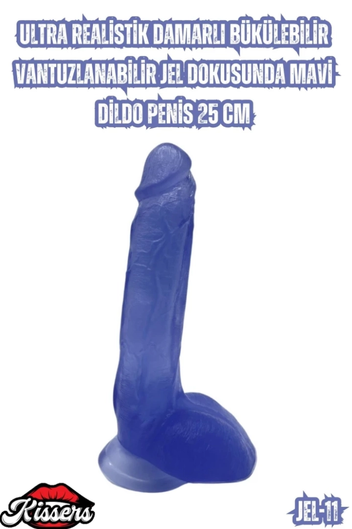 #7148 - Mavi Damarlı Bükülebilir Dildo 25 Cm