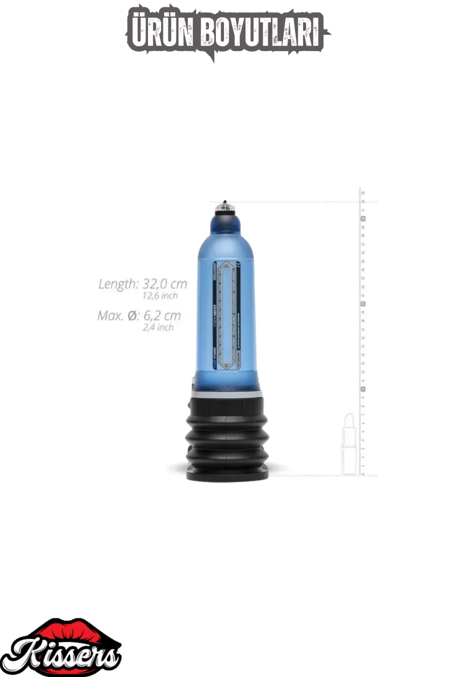 #2525 - Kemerli Sulu Vakum Mavi Penis Pompası 30 Cm