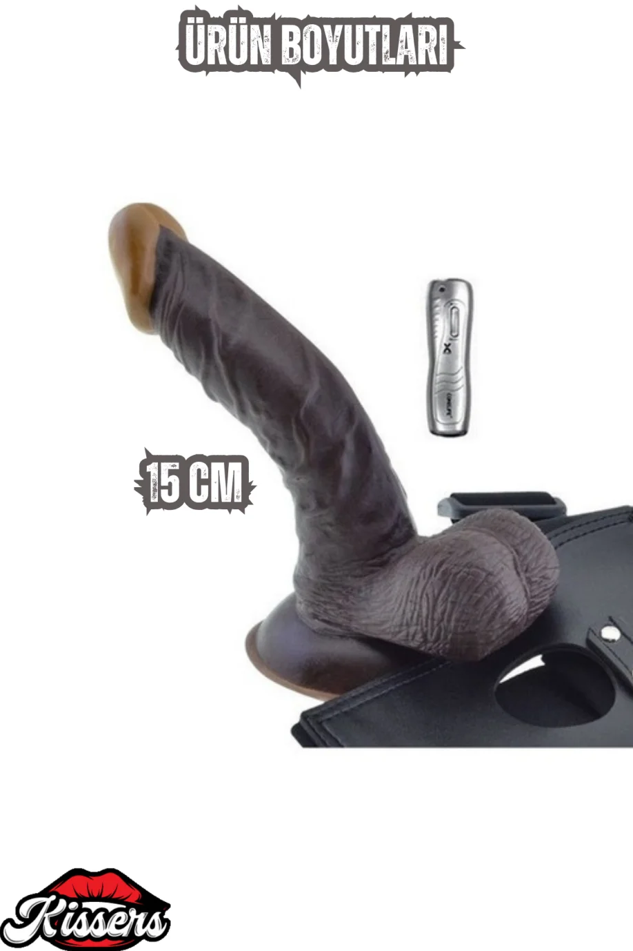 #2587 - 15 Cm Titreşimli Zenci Takma Vibratör Dildo Penis