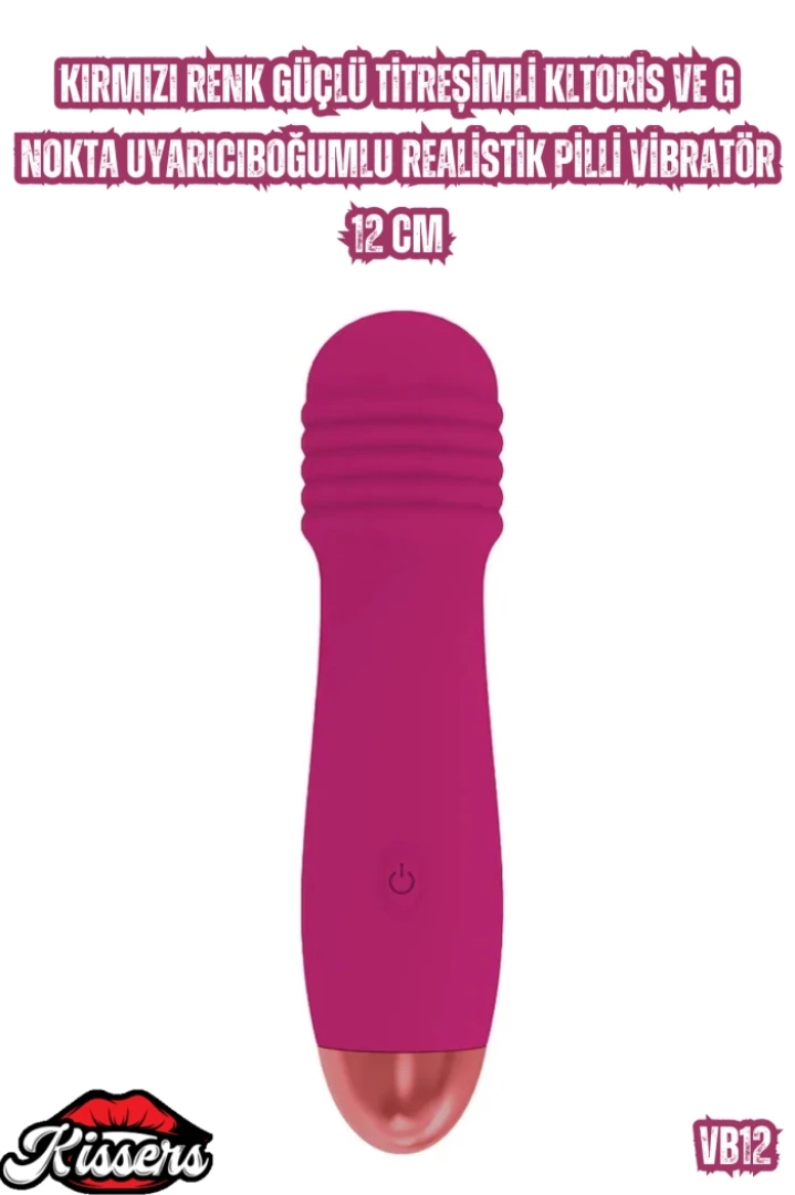 #7184 - 12 Cm Kırmızı Titreşimli Klitoris ve G Nokta Uyarıcı Vibratör