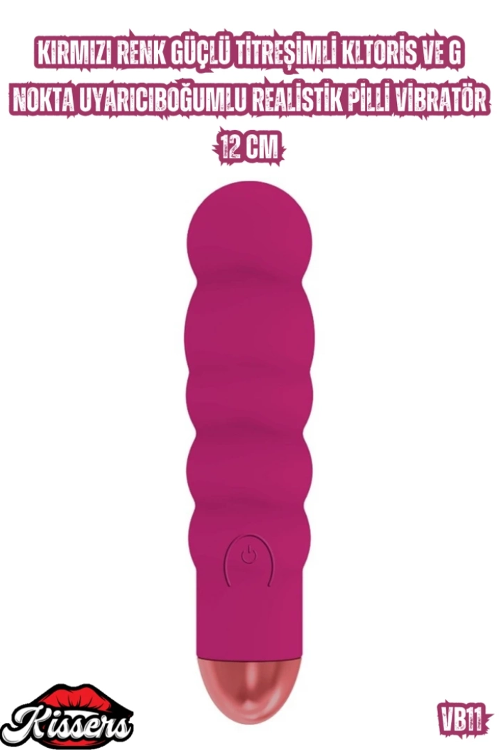 #7185 - 12 Cm Kırmızı Titreşimli Klitoris ve G Nokta Uyarıcı Vibratör