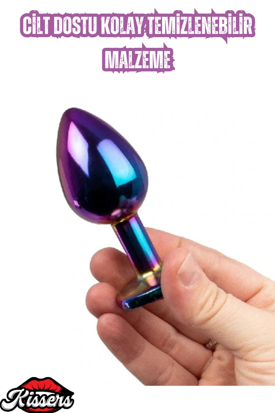 #2619 - Renkli Paslanmaz Çelik Taşlı Anal Gevşetici Plug 7 Cm
