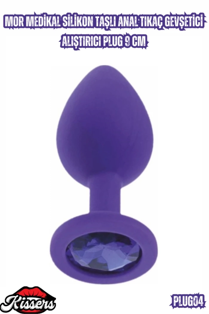 #7202 - Mor Taşlı Anal Tıkaç Gevşetici Alıştırıcı Plug 9 Cm