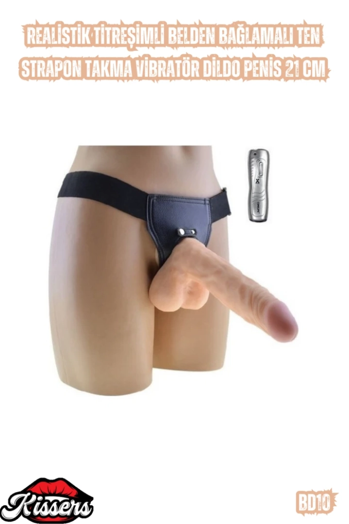 #7213 - Titreşimli Belden Bağlamalı Vibratör Dildo Penis 21 Cm