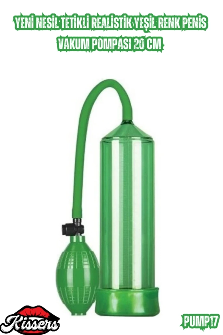 #7227 - Gerçekçi Yeşil Penis Vakum Pompası 20 CM