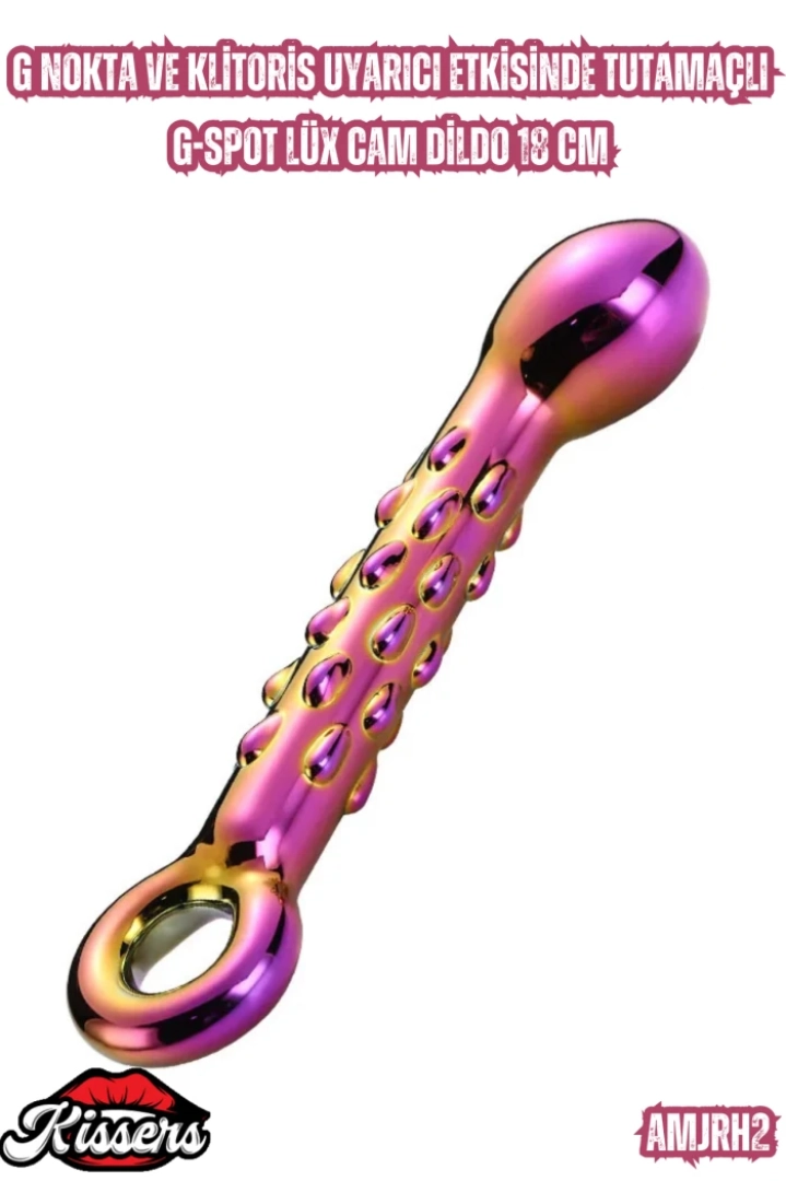 #7306 - Tutamaçlı G-Spot Lüx Cam Dildo 18 Cm
