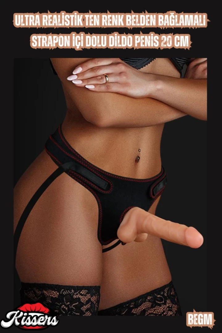 #7307 - Belden Bağlamalı İçi Dolu Dildo Penis 20 Cm