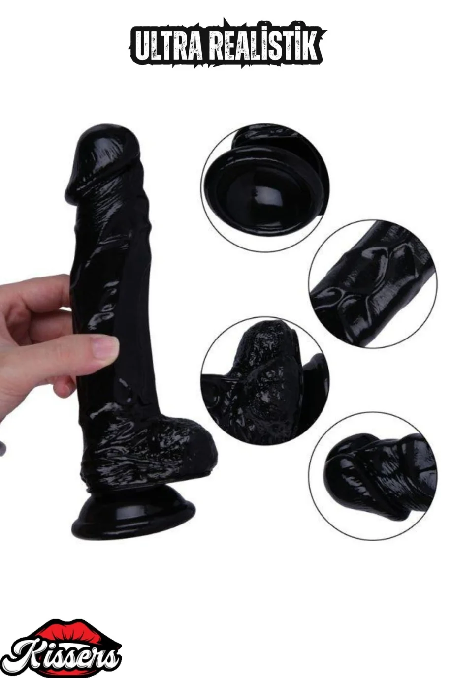 #3132 - Ultra Realistik Siyah Penis Uzunluğunda Vantuzlu 21 Cm