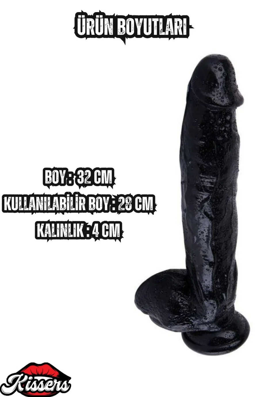 #3158 - Siyah Renkli Ultra Realistik Penis 32 Cm