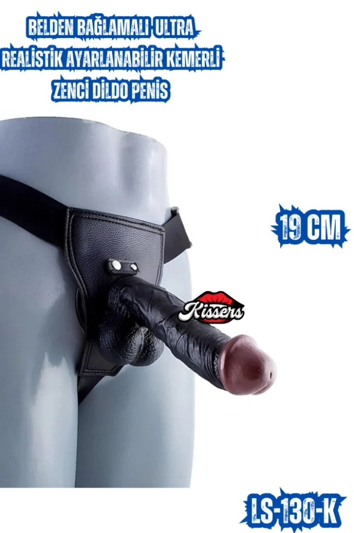 #7379 - Kemerli Zenci Dildo Penis 19 CM