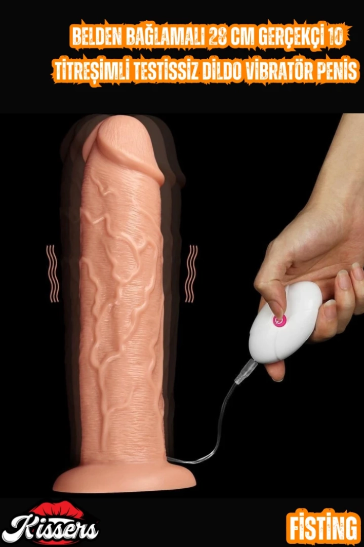 #7418 - Belden Bağlamalı 28 CM Gerçekçi Dildo Vibratör Penis