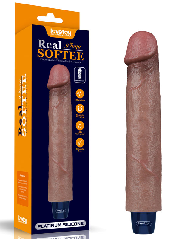 #8246 - 9&quot; REAL SOFTEE Rechargeable Silicone Vibrating Dildo