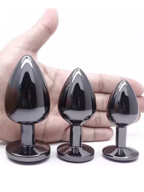 #7944 - NOXXX Siyah Alüminyum Anal Plug 3&#039;lü Set