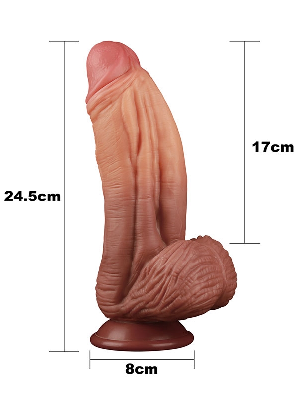 #9686 - LoveToy Double Layer Platinyum Silikon Dildo 25 cm