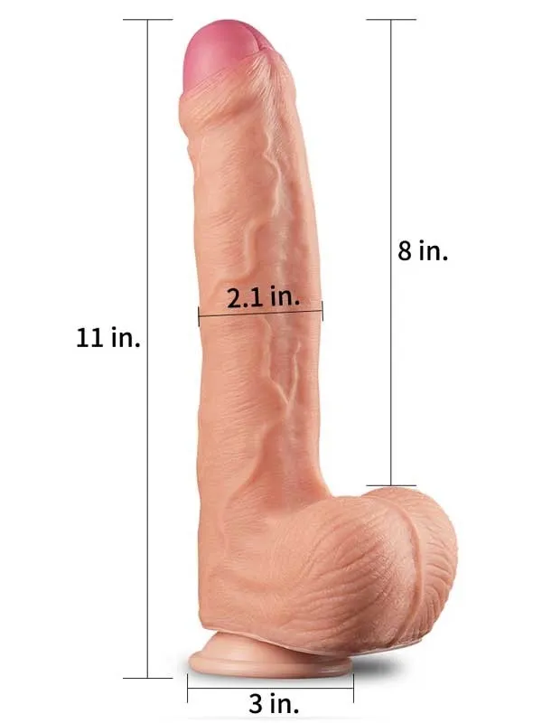 #9338 - Çift Katmanlı Platinyum Silikon Realistik Dildo 28 cm