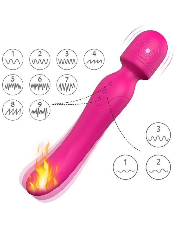 #9154 - Isıtmalı Masaj Wand Çift Taraflı Vibratör 23 cm