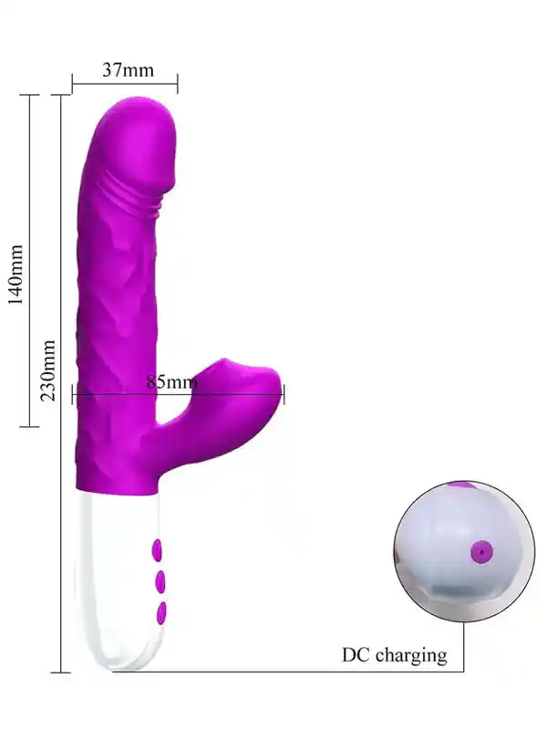 #8457 - İleri Geri Hareketli Isıtmalı ve Emme Modlu Şarjlı Rabbit Vibratör