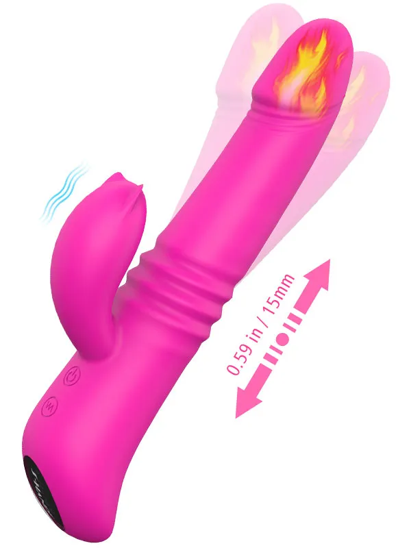 #9126 - İleri Geri ve Dönme Hareketli Isıtmalı Şarjlı Tavşan Vibratör 22 cm