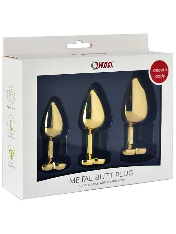 #9486 - NOXXX Çelik Gold Kalp Mücevherli Anal Plug 3&#039;lü Set