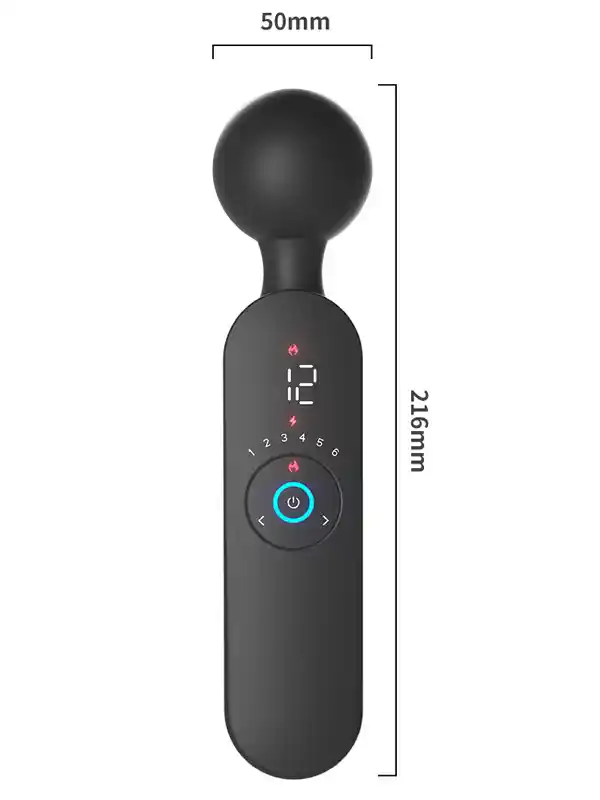 #8844 - Isıtmalı Şarjlı 12 Titreşim Modlu Wand LCD Ekranlı Vibratör 22 cm