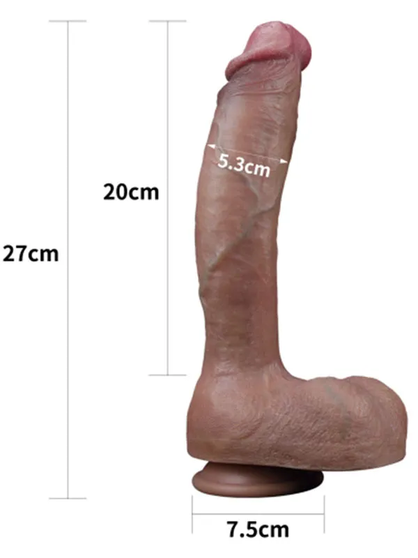 #9282 - 10.5&#039;&#039; Dual Layered Platinum Silicone Realistik Dildo 27 cm