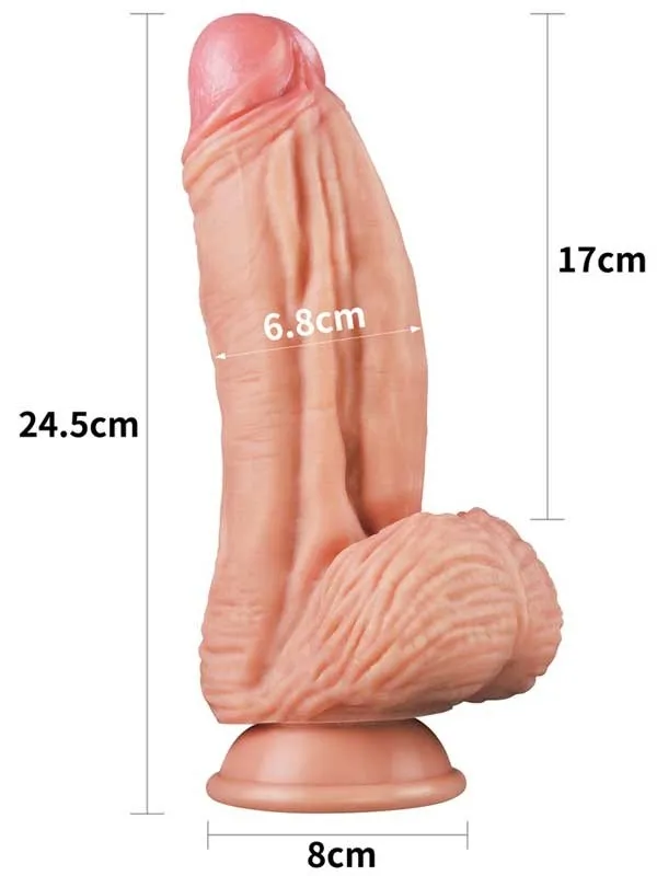 #9336 - Çift Katmanlı Platinyum Silikon Monster Dildo 25 cm Ten