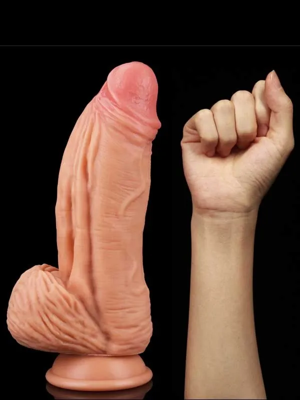 #9332 - Çift Katmanlı Platinyum Silikon Monster Dildo 25 cm Ten